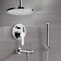 Chrome Tub and Shower Faucet Set with Rain Ceiling Shower Head and Hand Shower V377