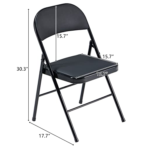 Grey 4 Pack Padded Folding Chairs with Steel Frame T147873