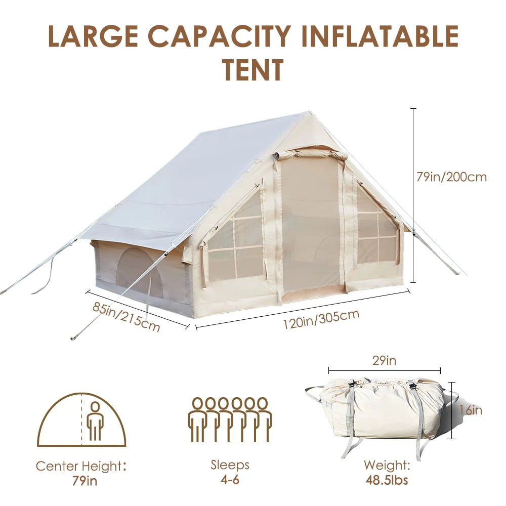 Inflatable Air Tent with Pump Waterproof Oxford 4-6 Persons Q970