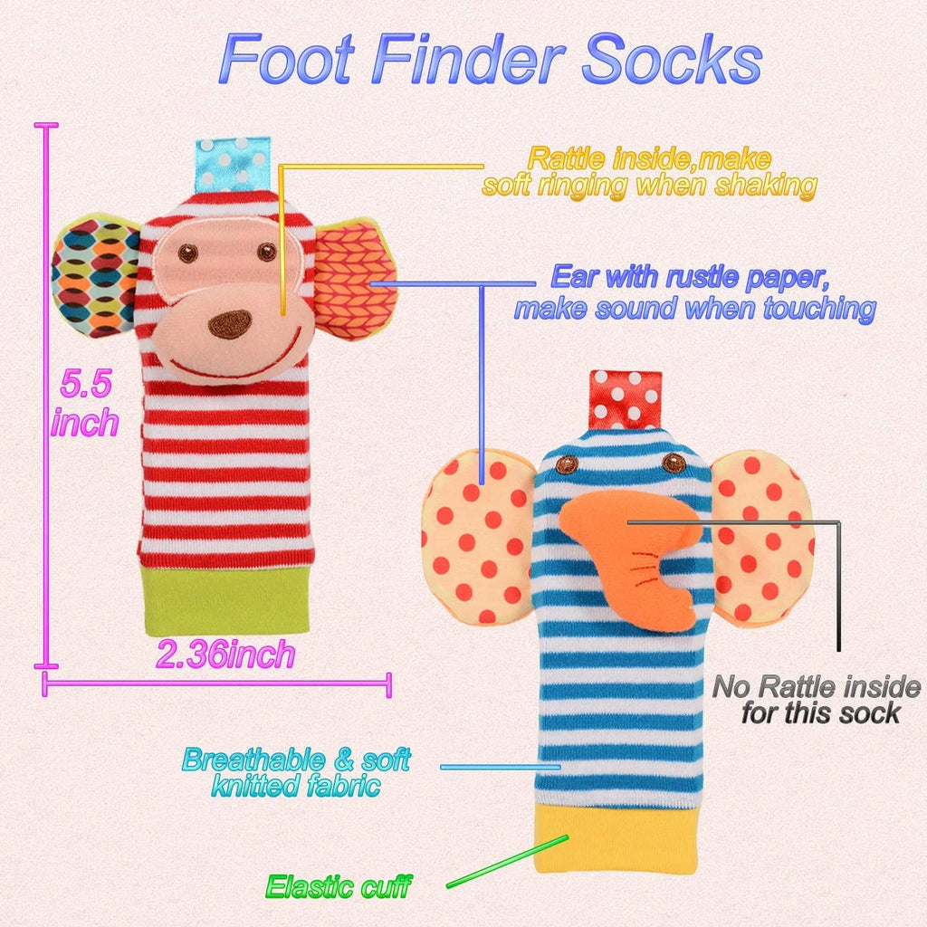 8 Pcs Cotton Baby Wrist Rattle Foot Finder Socks Set R862