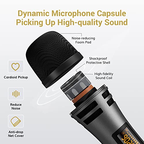 Grey UHF Dual Wireless Microphone System U9774