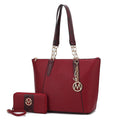Red Vegan Leather Tote Bag & Wristlet Wallet Z1553