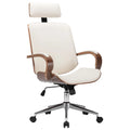 Cream Faux Leather Bentwood Swivel Office Chair N7234