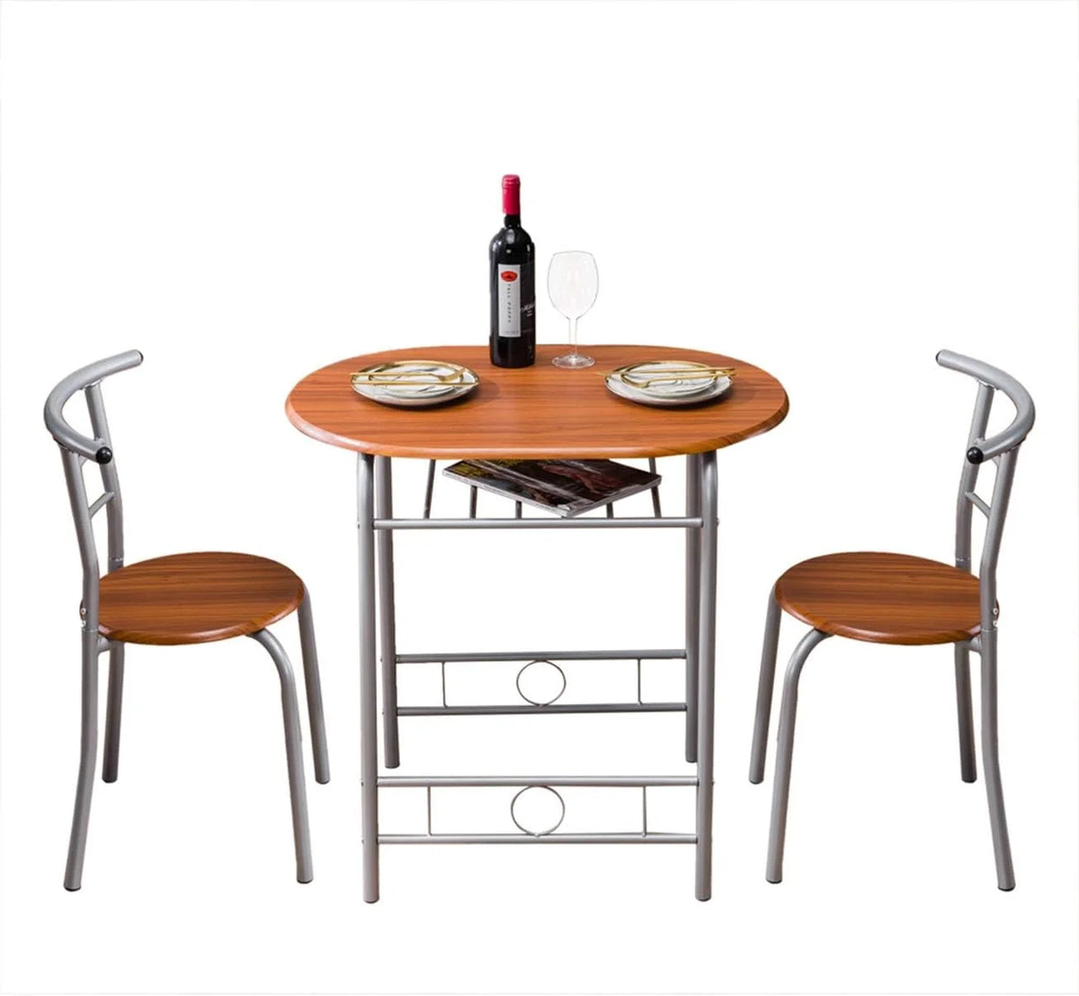 Brown Wood Grain PVC Breakfast Table and Chairs Set N1609
