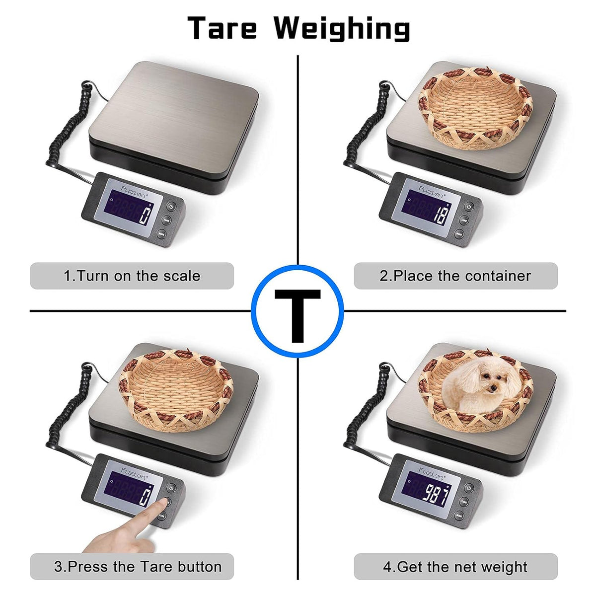88Lb x 0.1oz Digital Shipping Scale, Stainless Steel Postal Scale with Tare Function, 4 Weighing Modes, Ac Adapter, Pack of 2 O540917