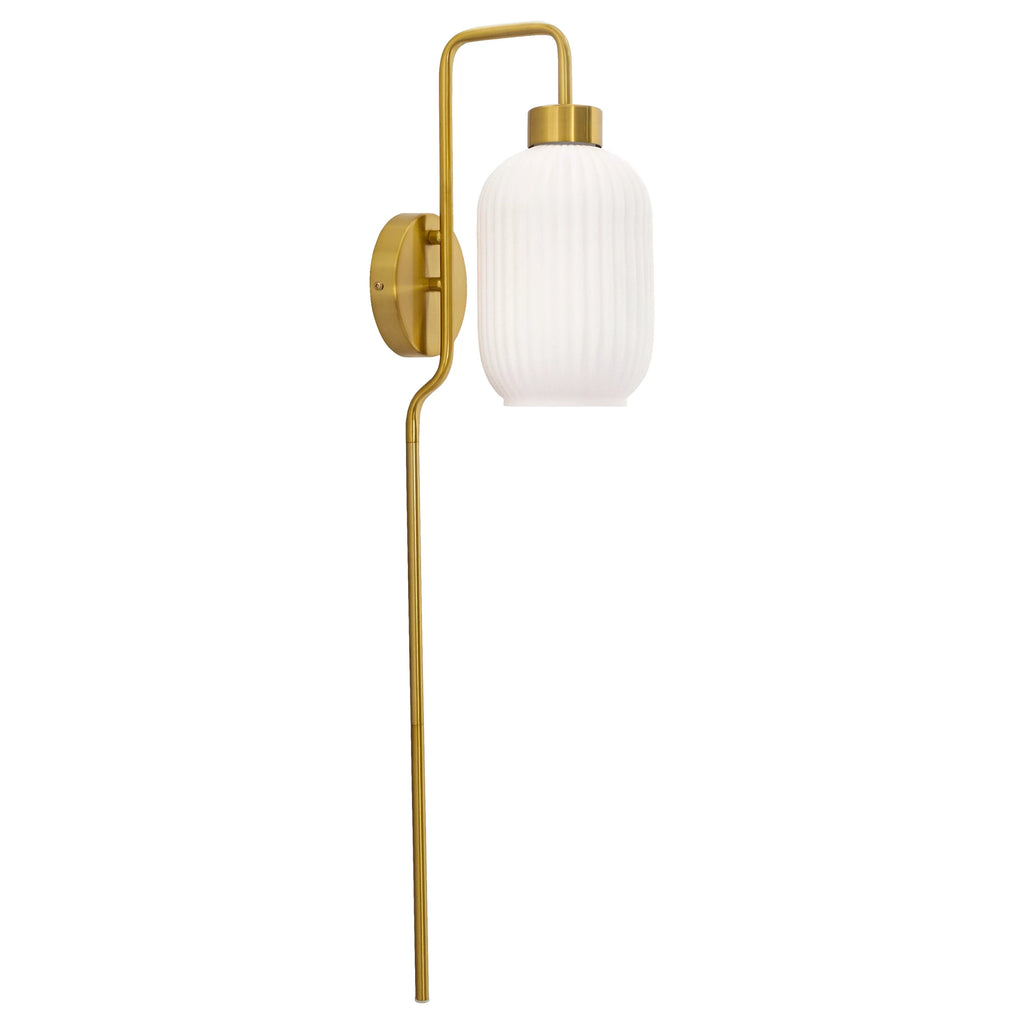 White Glass and Metal Retro Wall Sconce C235739