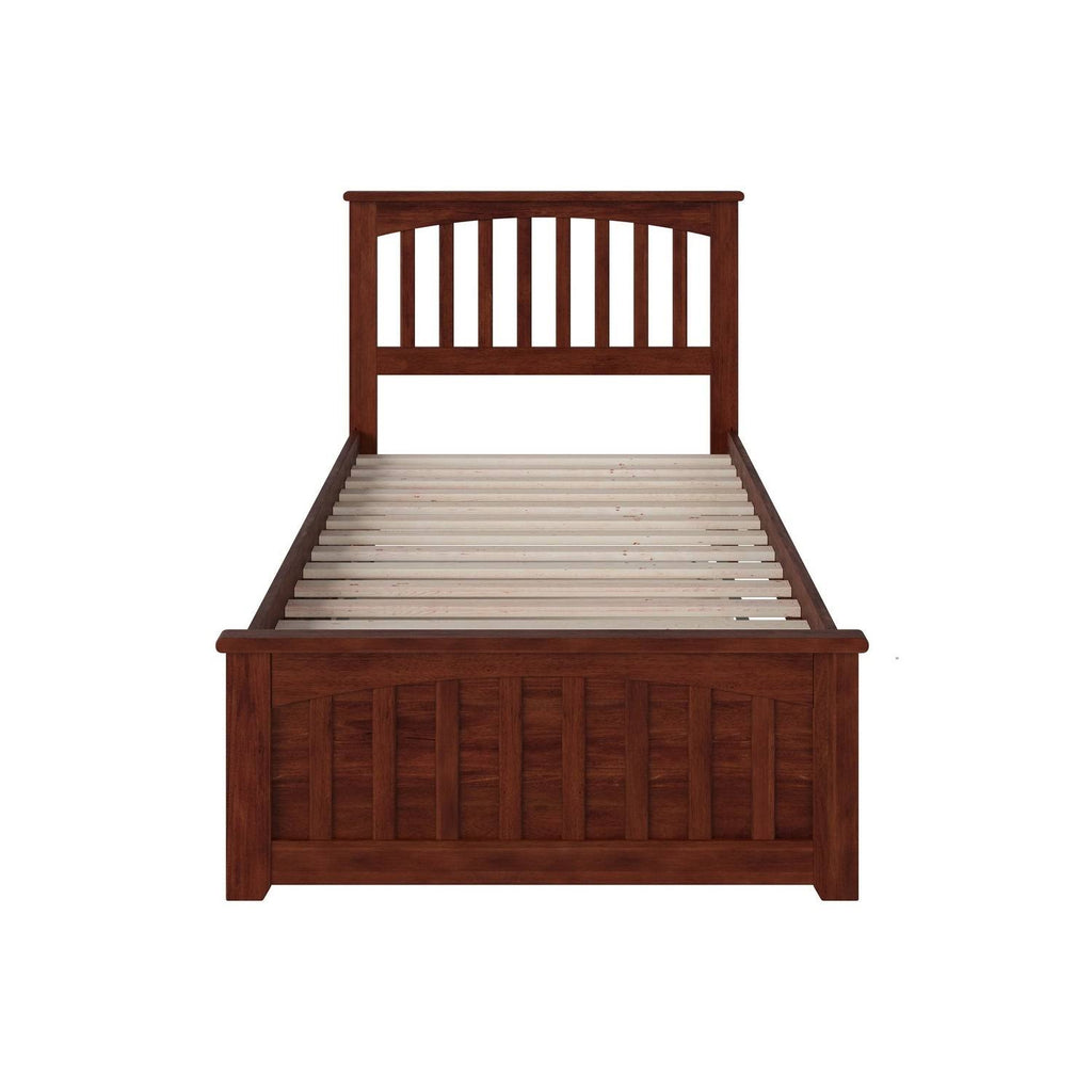 Walnut Twin Extra Long Bed with Trundle H36092