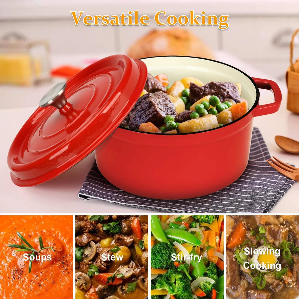 13" Round 5 qt Enameled Cast Iron Dutch Oven A258044