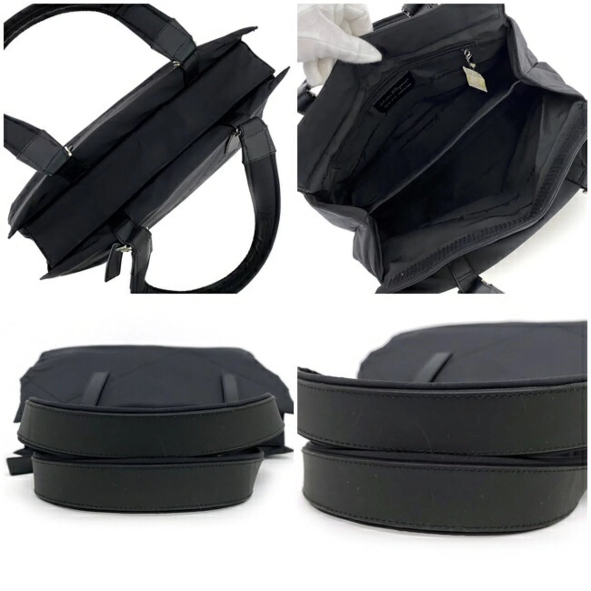Black Nylon Leather Tote Bag A161015