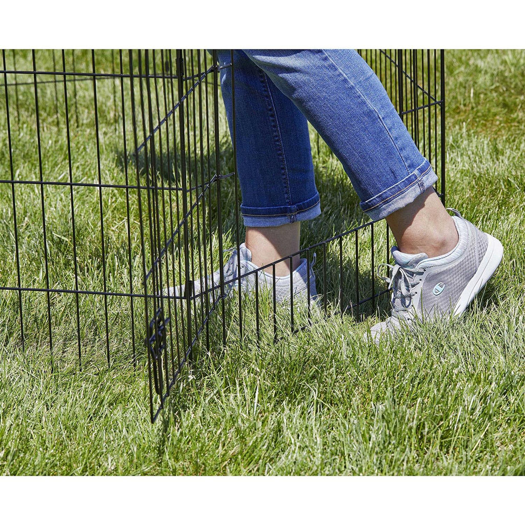 Black 8 Panel Pet Exercise Pen with Walk-Thru Door H297545