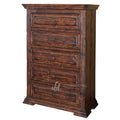 54 Inch Tall 5 Drawer Lacquered Pine Wood Dresser Chest S263363