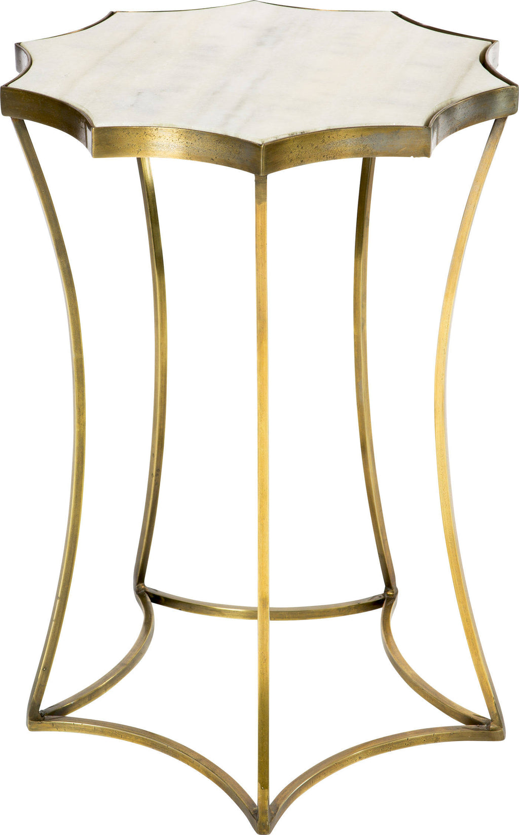 Antique Brass Side Table with Marble Top V91147