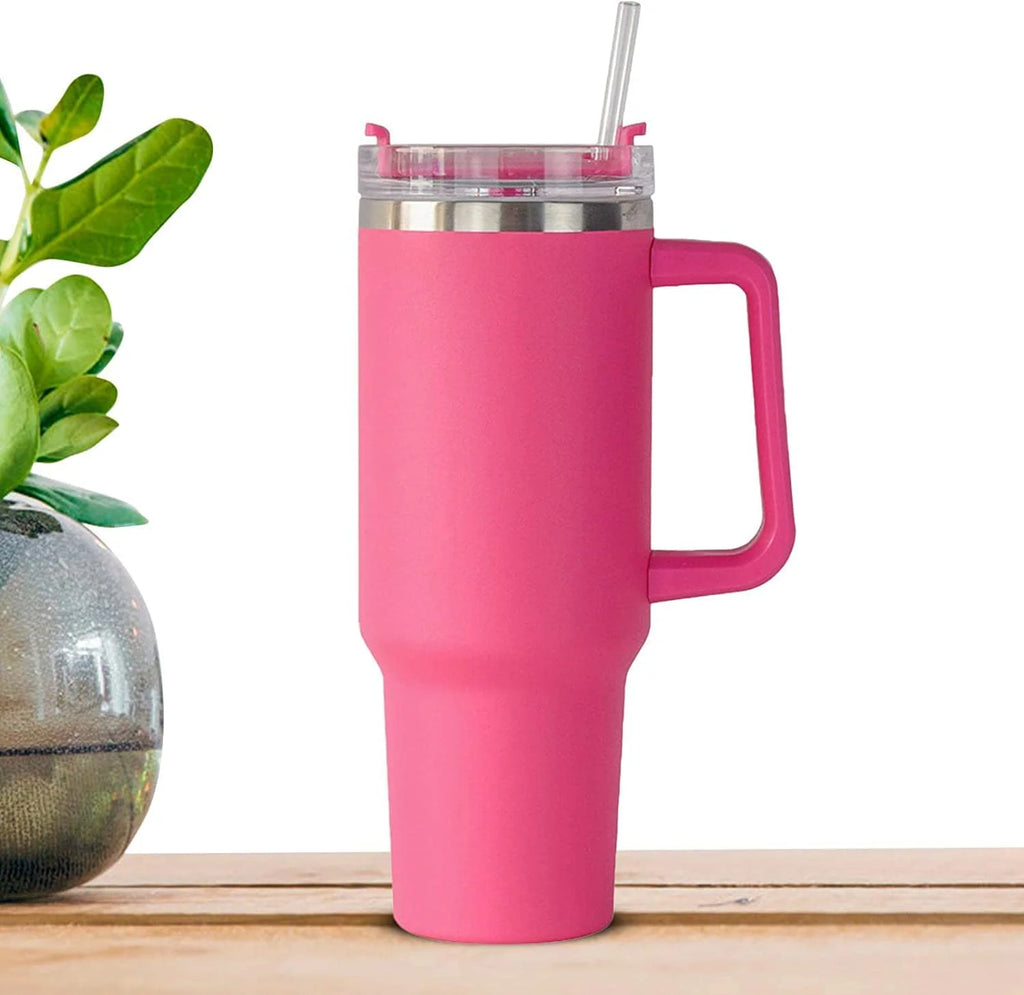 40 oz Stainless Steel Insulated Tumbler with Straw and Handle D745027
