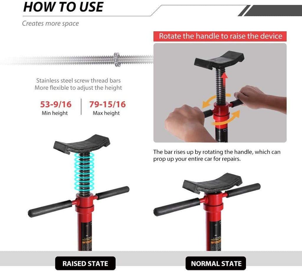 Steel Underhoist Support Lift Jack Stand with 12 Inch Diameter Base 3/4 Ton Capacity R371972