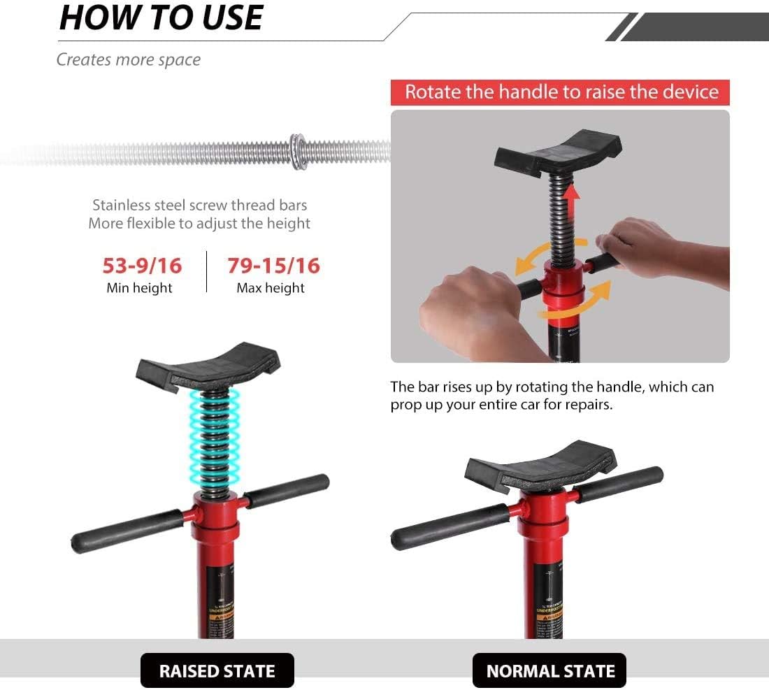 Steel Underhoist Support Lift Jack Stand with 12 Inch Diameter Base 3/4 Ton Capacity R371972