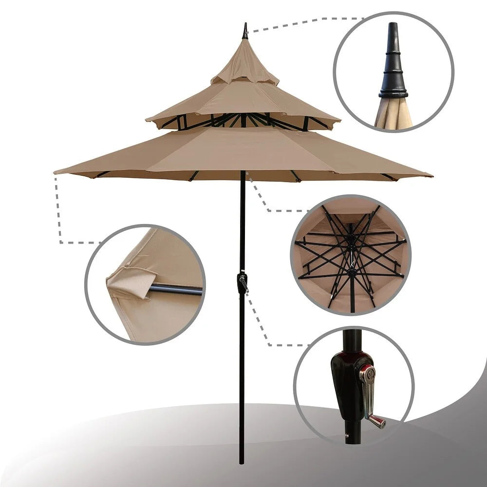 9ft Tan Patio Umbrella with Crank C64844