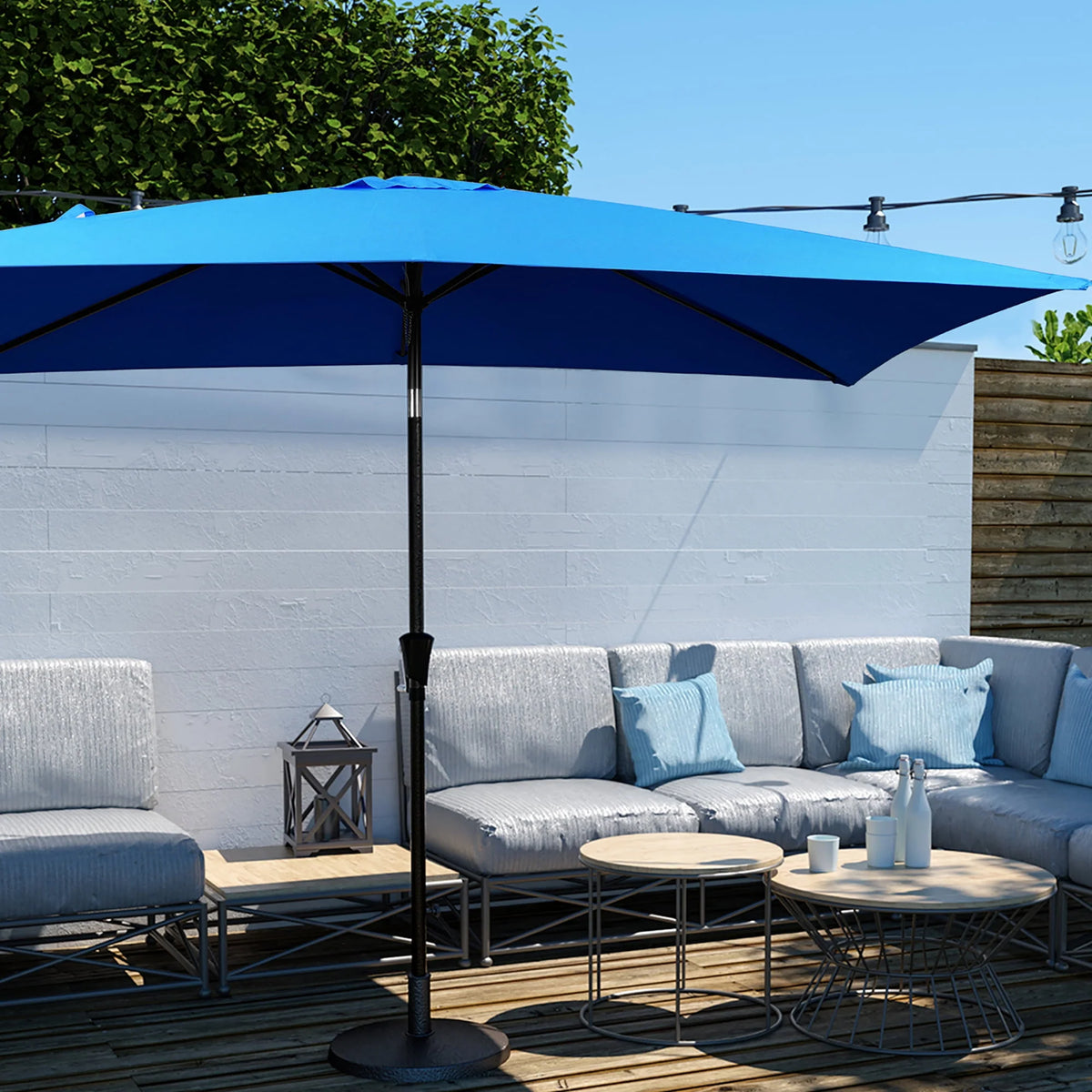 6.5' x 10' Rectangular Beige Patio Umbrella Y9855