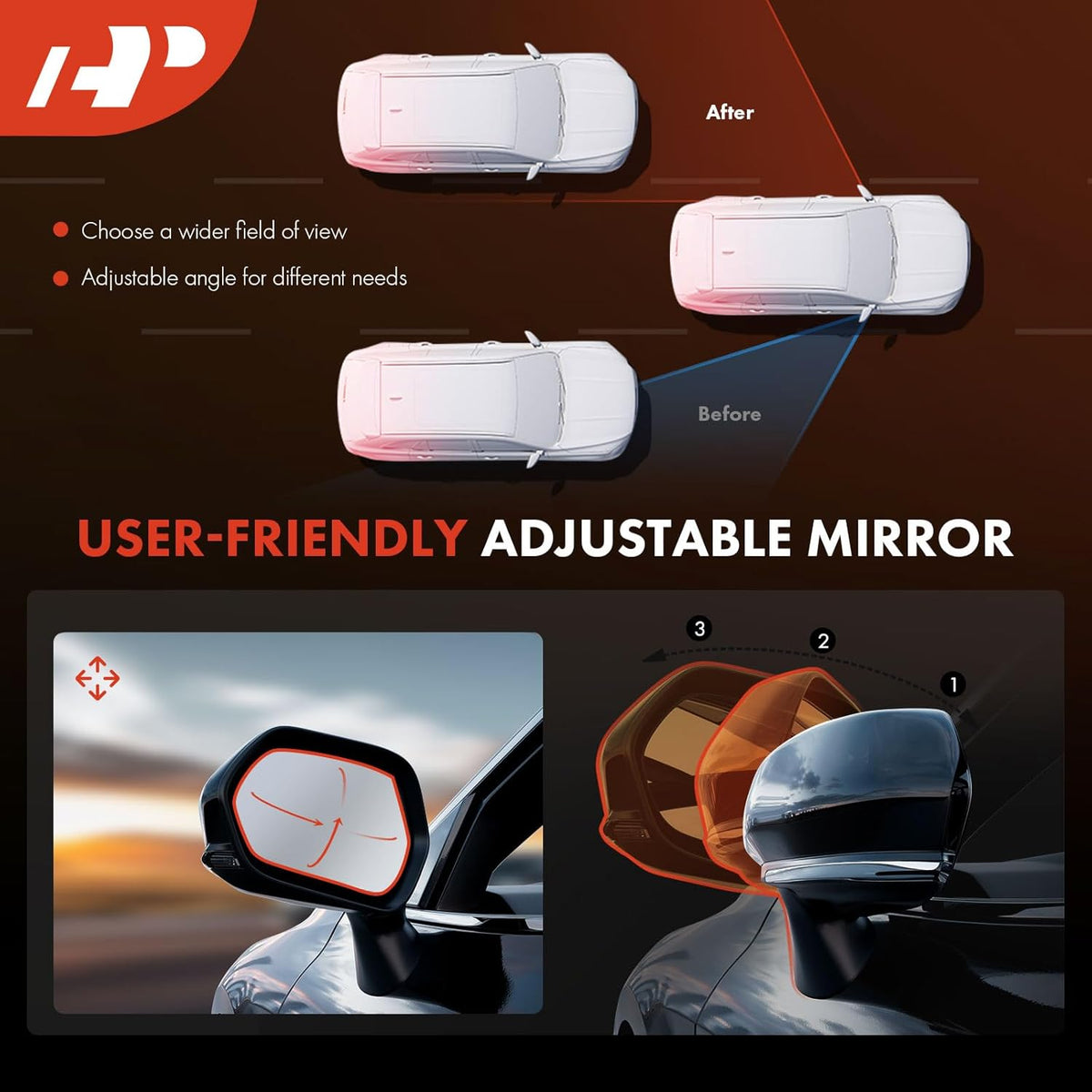 Pair Power Door Mirror Black Non-Heated Manual Folding Outside Rear View Mirror V32388