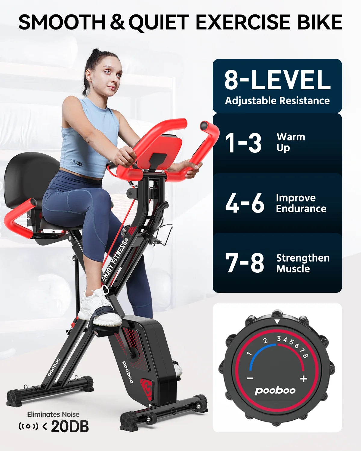 3in1 Foldable Exercise Bike Indoor Cycling Bike Magnetic Stationary Bike 300lb X113527