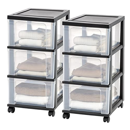 White 2-Pack Plastic 3-Drawer Rolling Cart with Wheels L48214