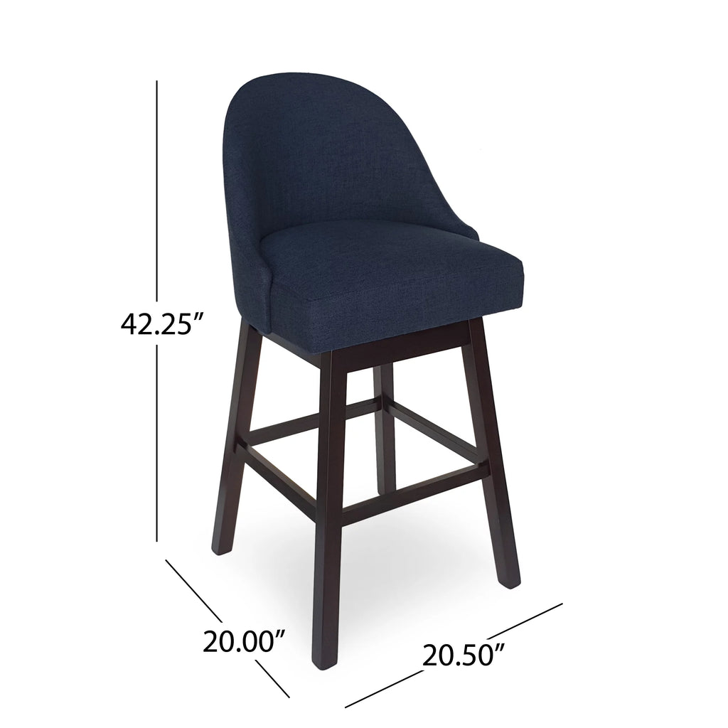 Navy Blue Upholstered Swivel Bar Stool F8027