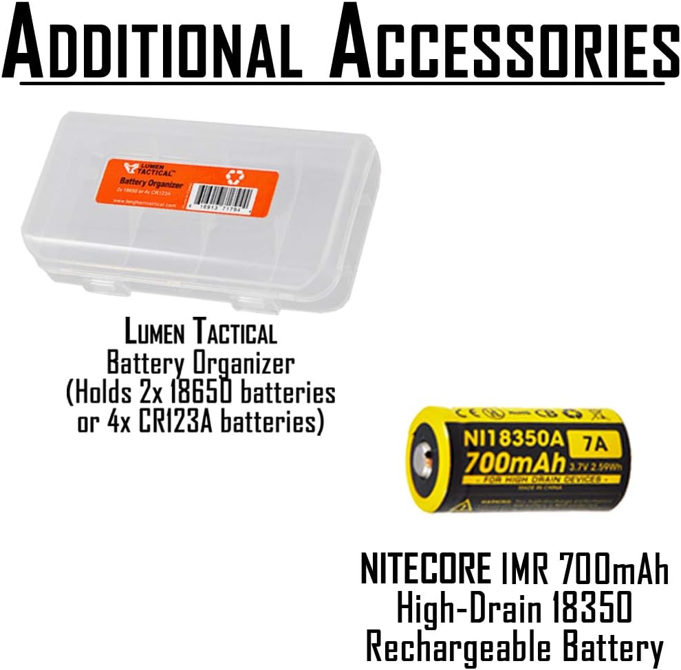 Tactical Flashlight with Red Light, Rechargeable Battery, and Battery Organizer Pack of 2 B9844