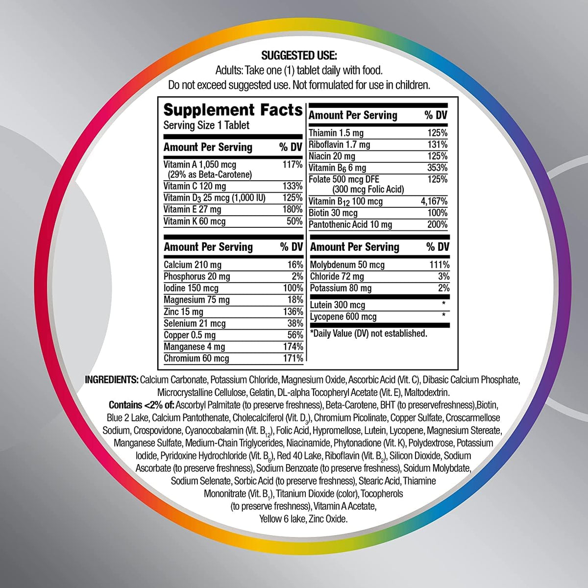 100 Tablets Multivitamin Multimineral (2 Pack) J6513