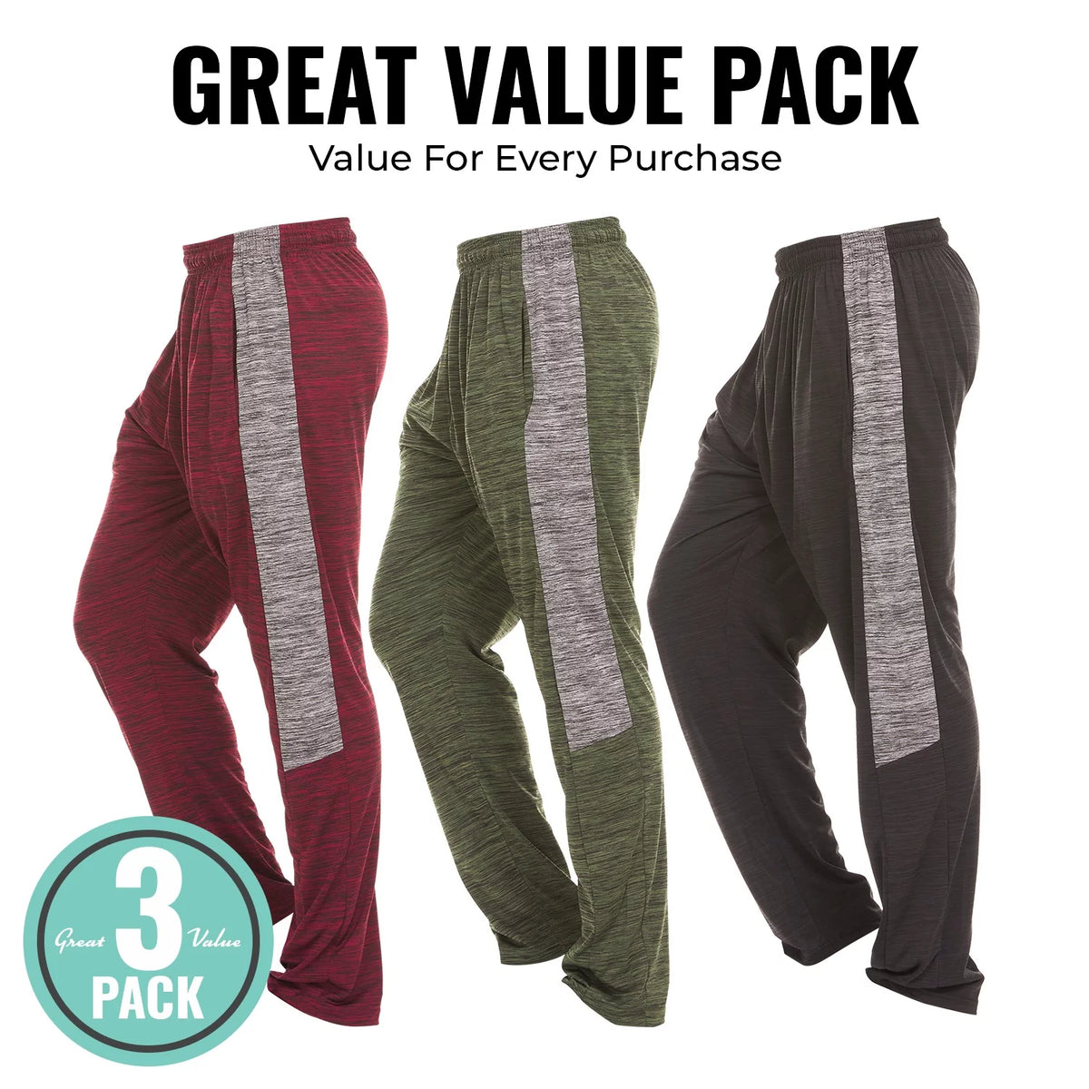 3 Pack Dri-Fit Spandex-Poly Blend Pants W25566