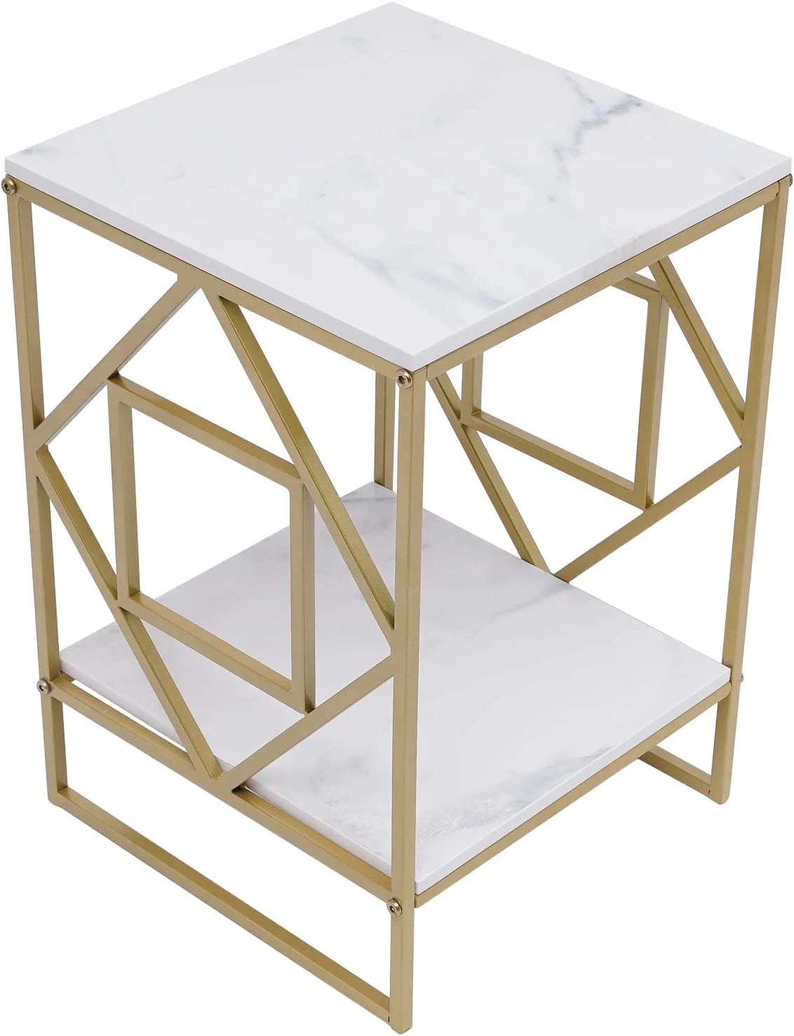 2-Tier Metal Nightstands with Storage Shelf D447