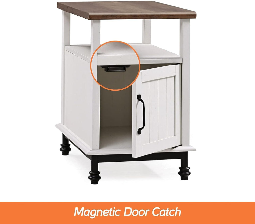 White Oak Nightstand with Storage Shelf and Cabinet A699