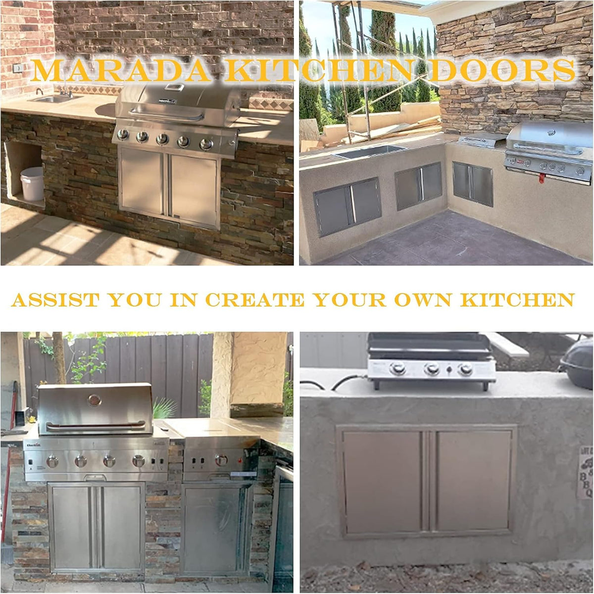 Outdoor Kitchen BBQ Access Door Stainless Steel Double Wall Vertical Door X756186