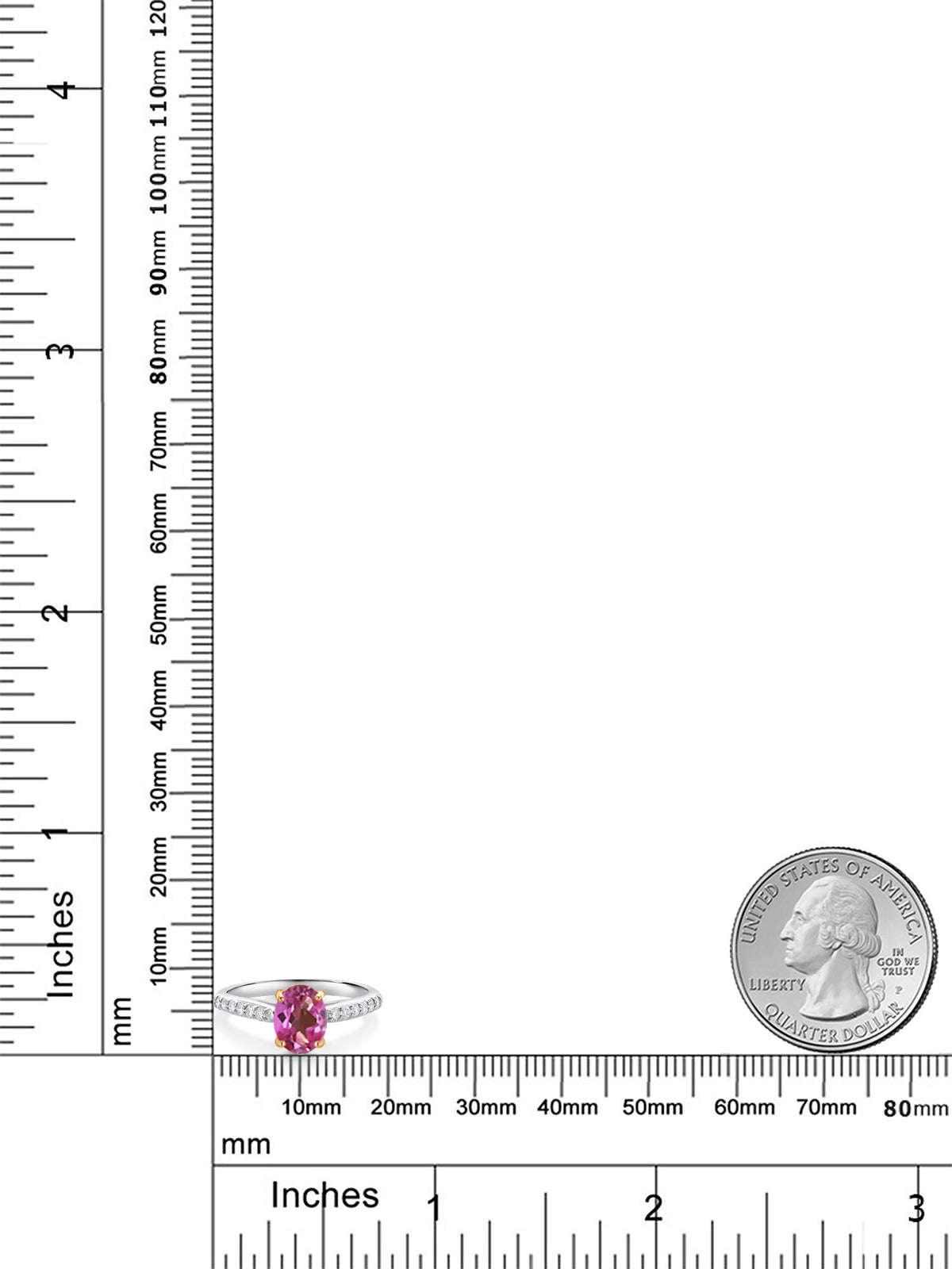 10K Yellow and White Gold Pink Mystic Topaz and White Lab Grown Diamond Engagement Ring (1.48 Cttw, Oval 8X6MM) S1597
