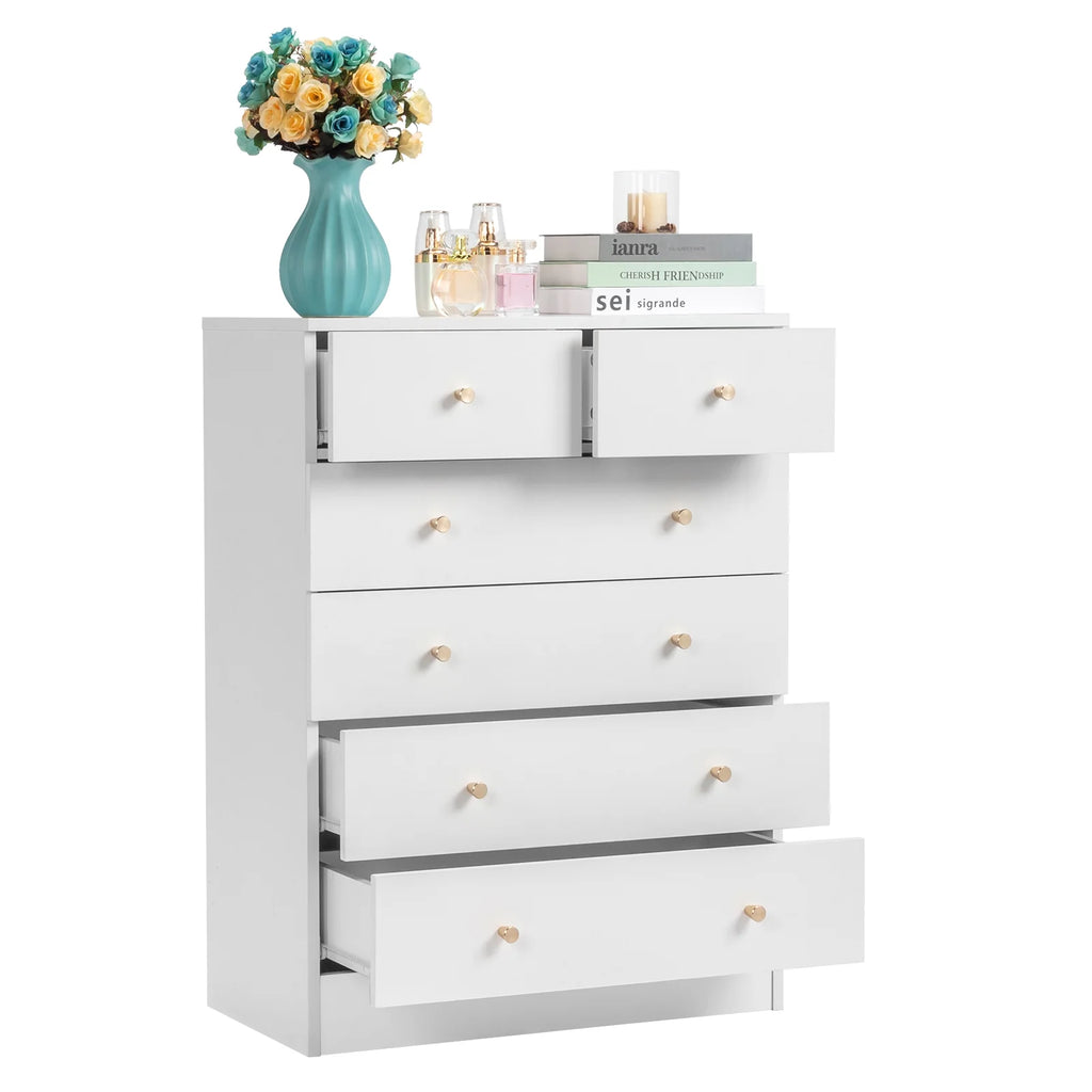 White 7 Drawer Wood Dresser N735