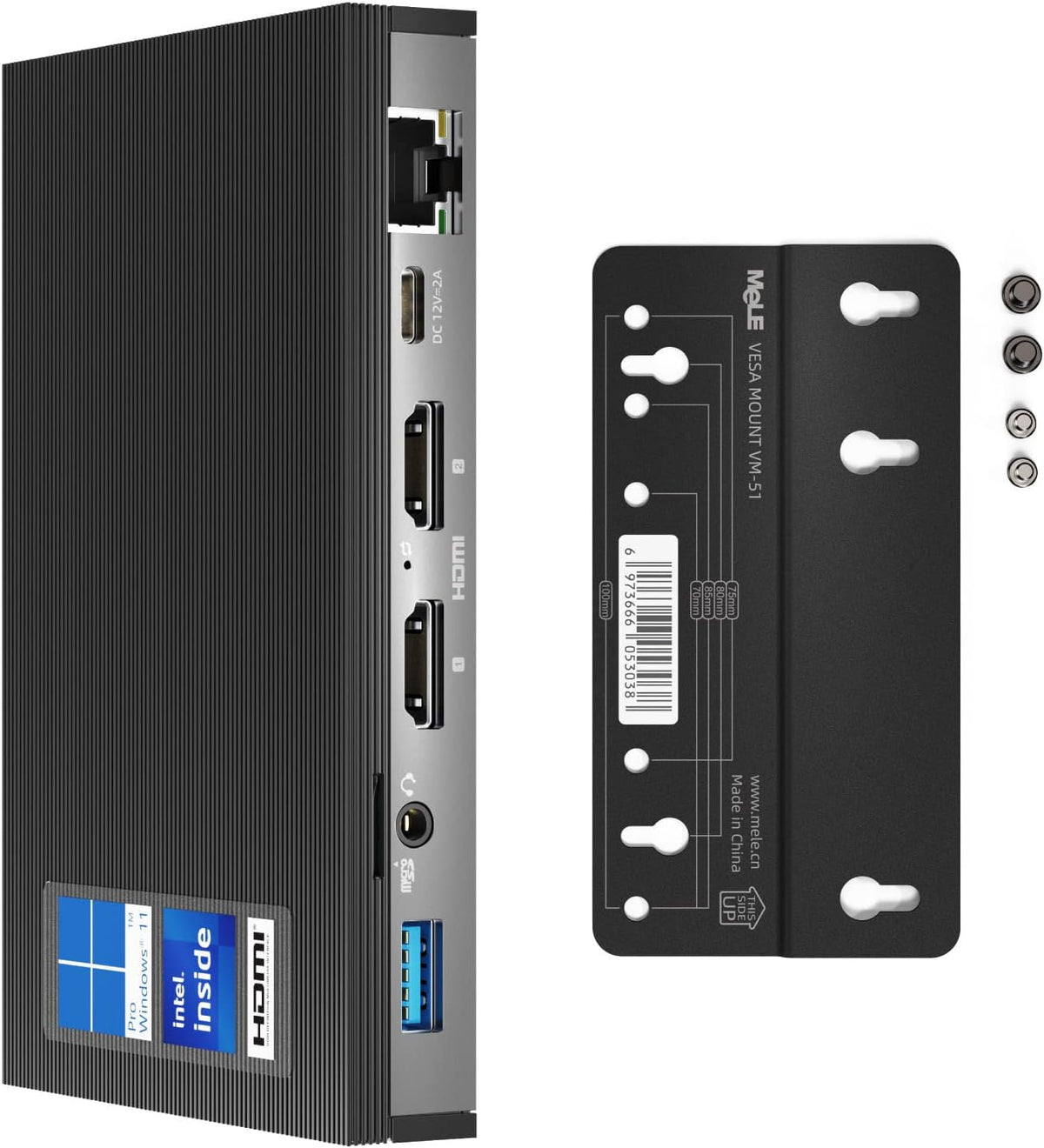 Fanless Mini PC Window11 Pro Celeron J4125 8GB/128GB Small Desktop Computer Dual HDMI 4K Output V598