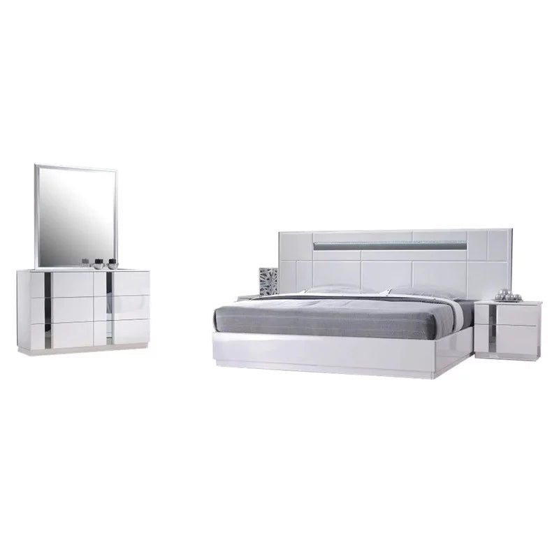 White 5-Piece King Size Bedroom Set S7076