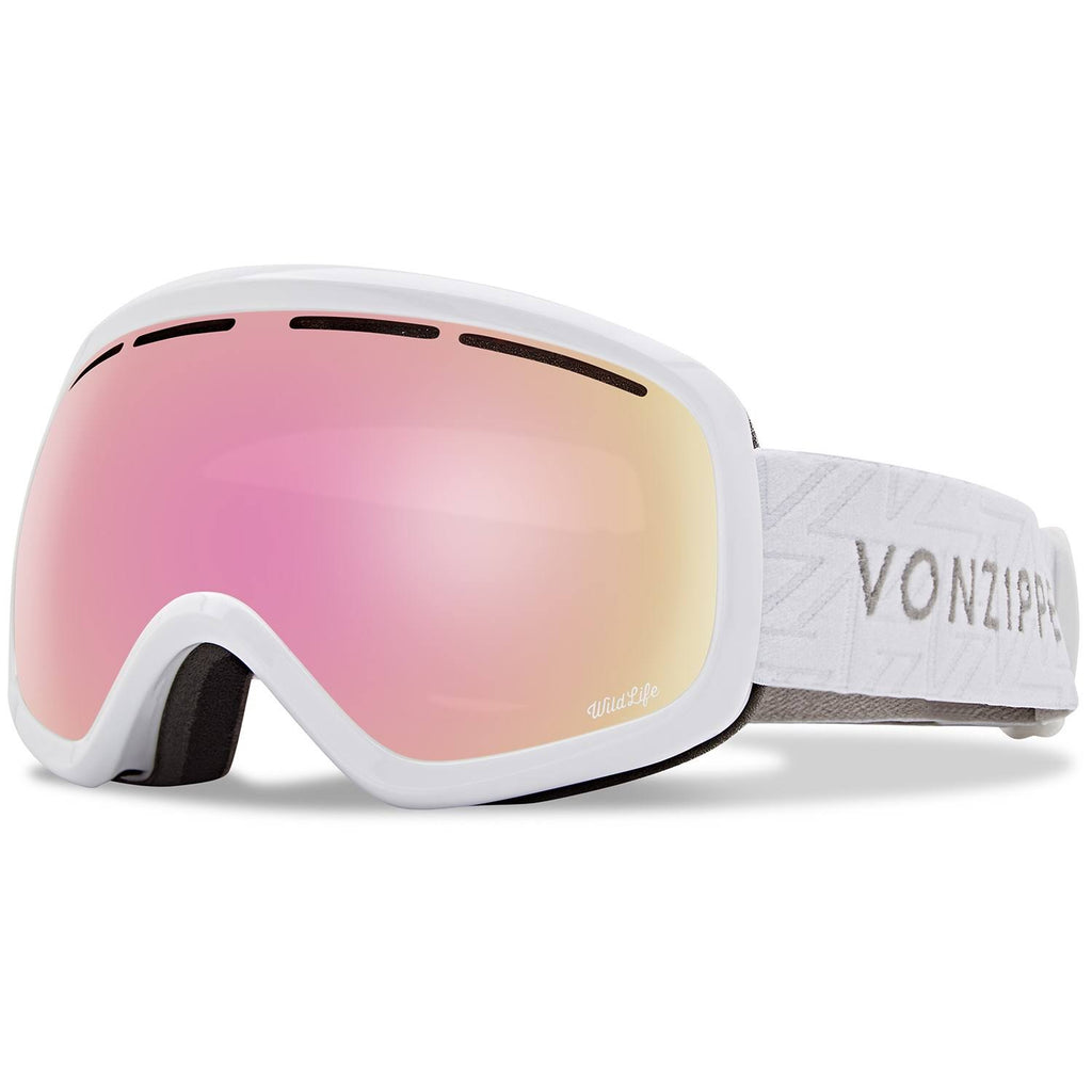 White Gloss Snow Goggles with Chrome Lenses G34021