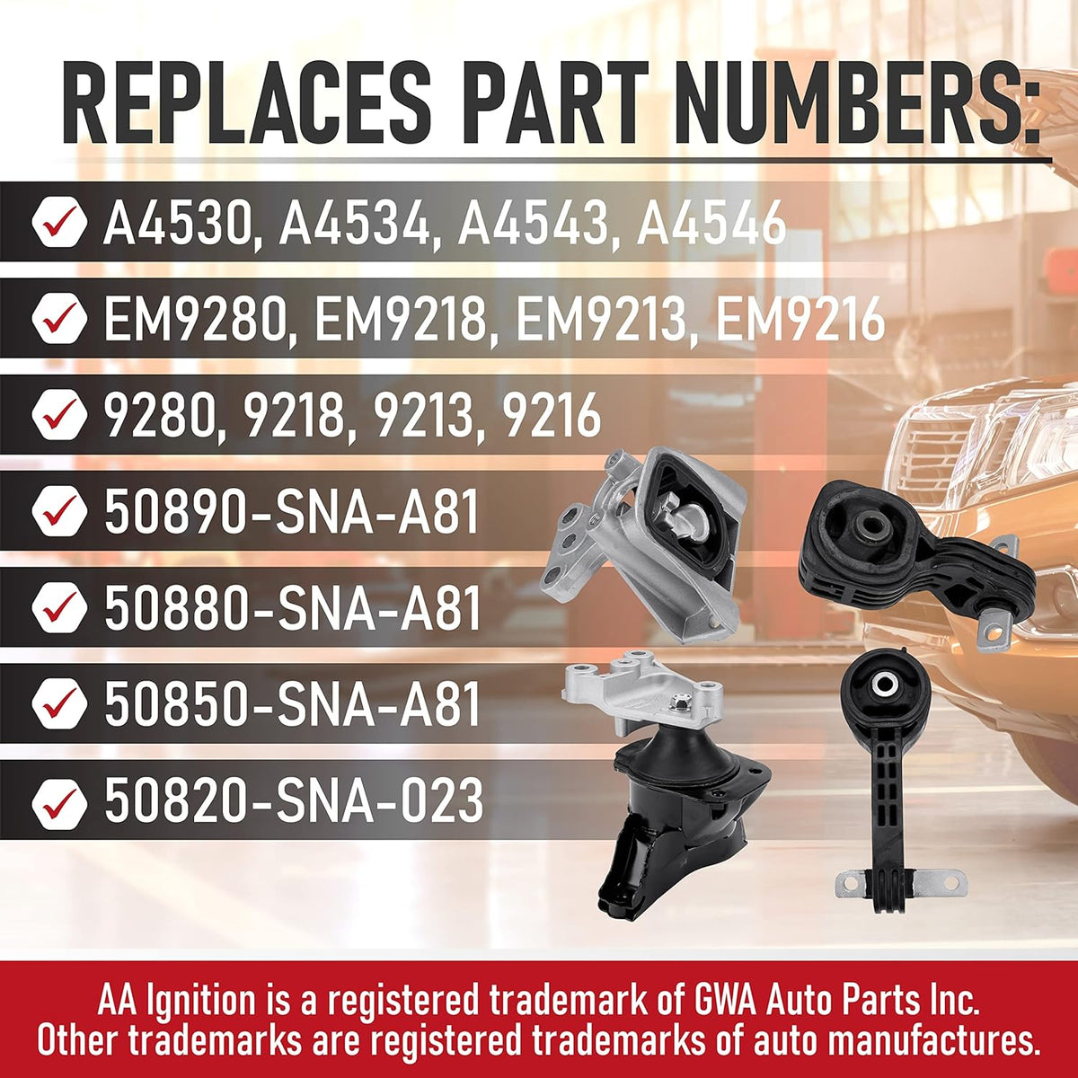 Engine and Transmission Mount Set of 4 Y32467