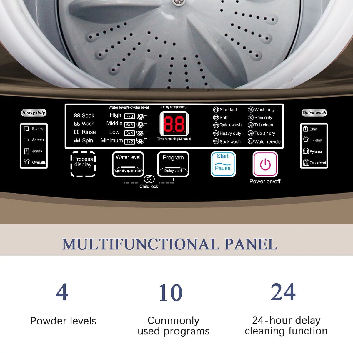 Portable 1.9 Cu.ft Fully Automatic Compact Washer T37326