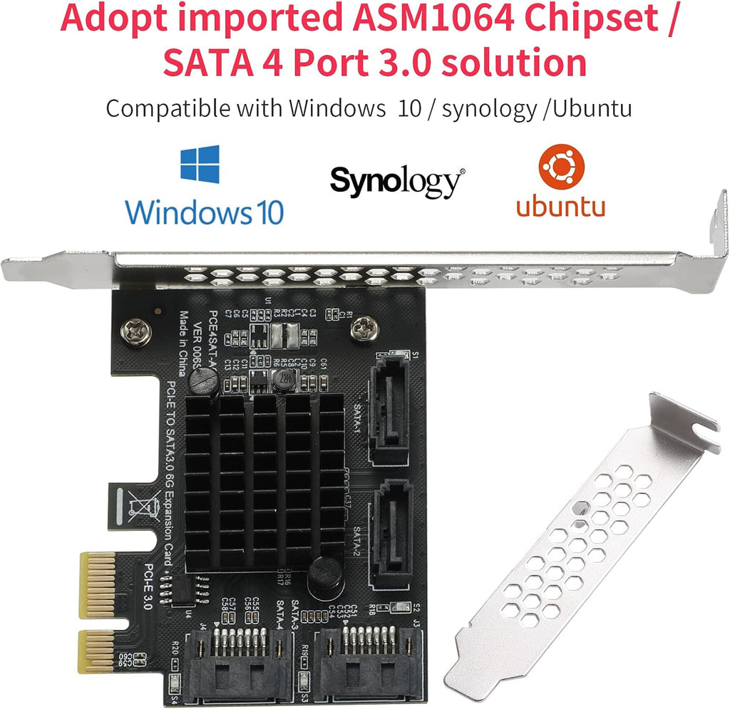 PCIe SATA Card 4 Port Expansion Card A6365