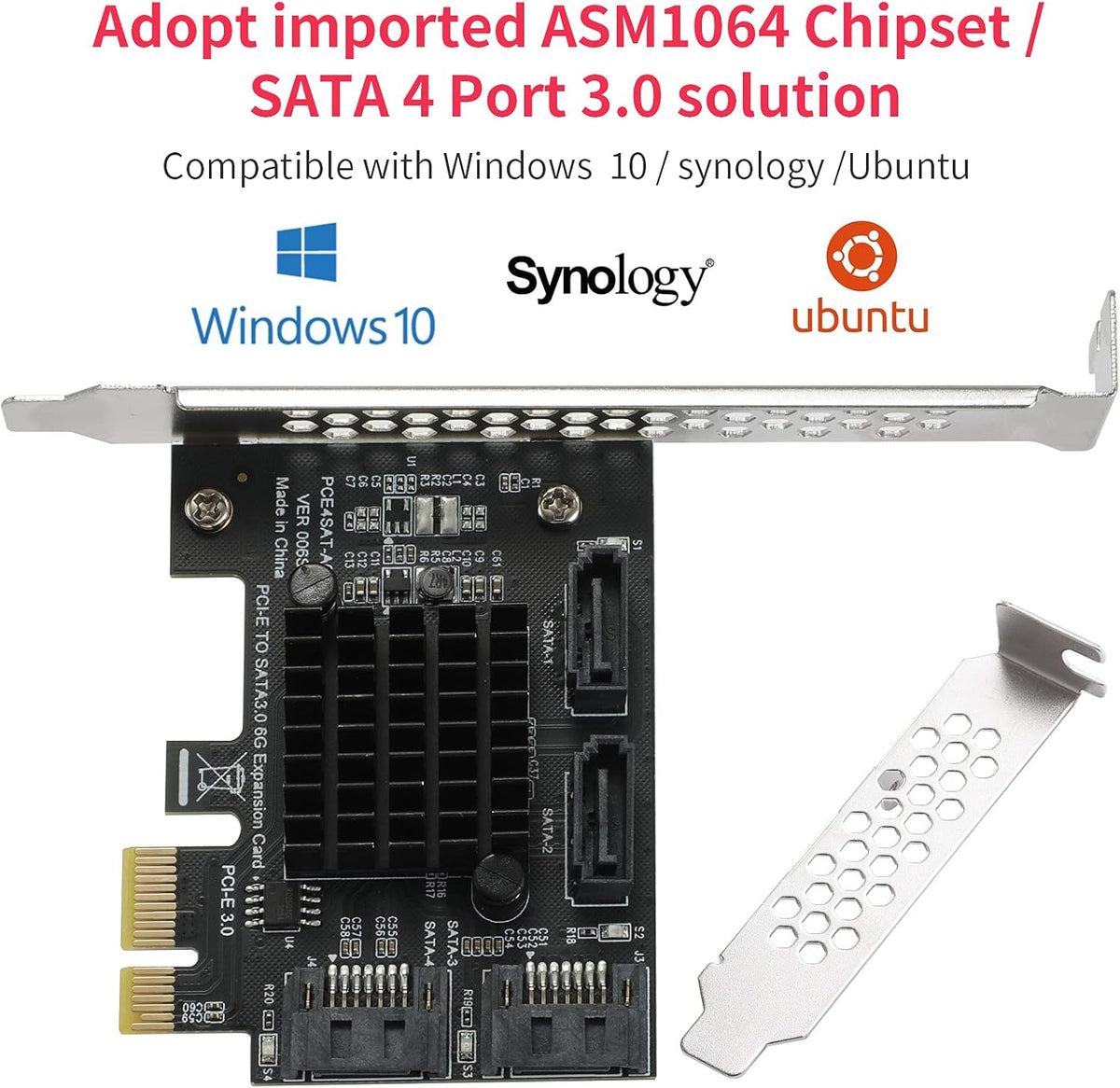 PCIe SATA Card 4 Port Expansion Card A6365