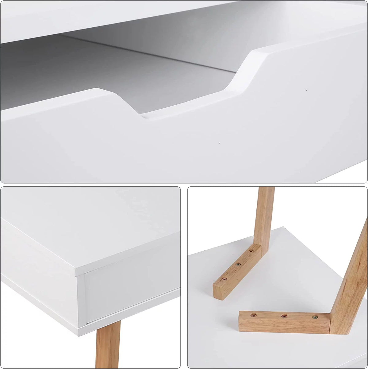 White Computer Writing Desk with 2 Drawers I9515