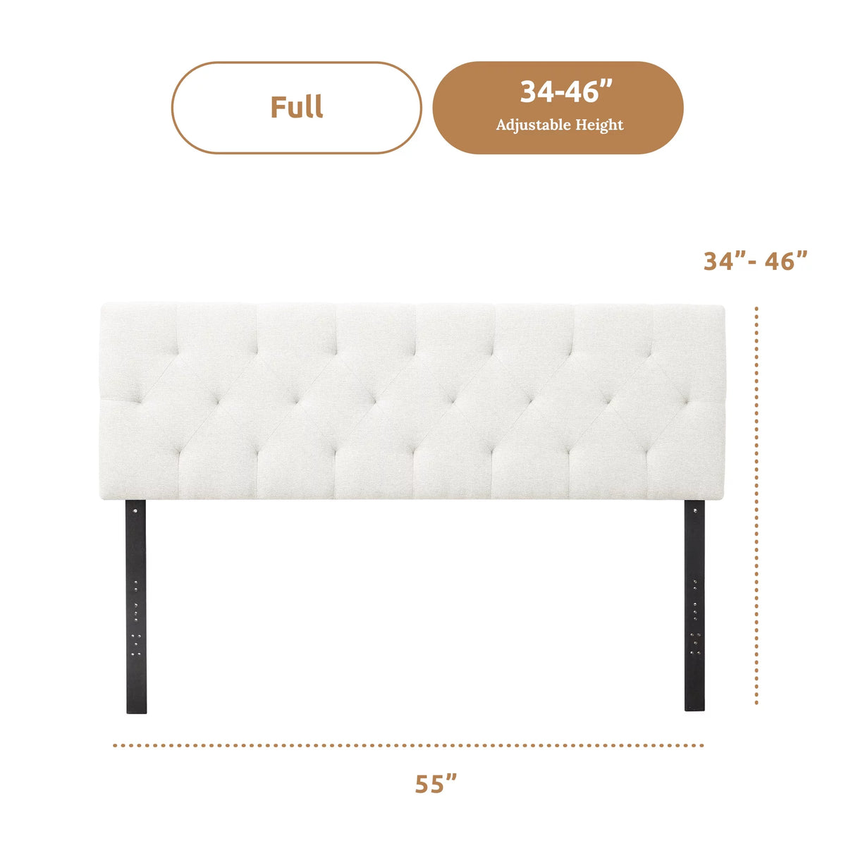 Cream Diamond Tufted Upholstered Headboard P2989