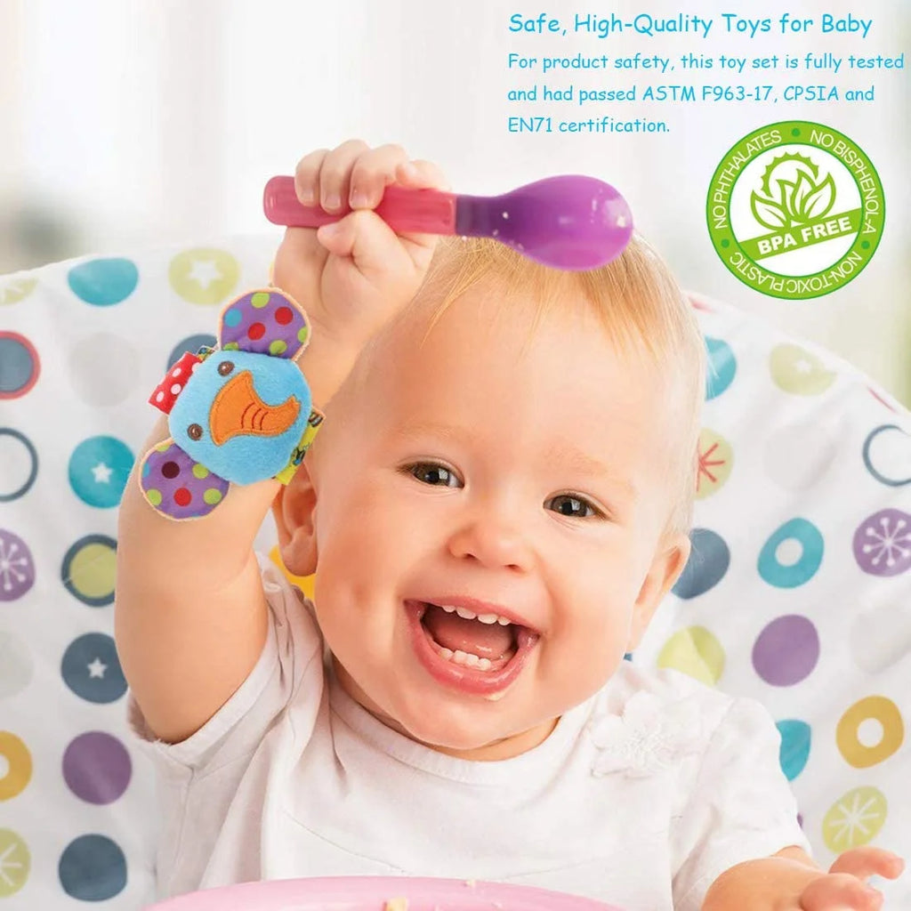 8 Pcs Cotton Baby Wrist Rattle Foot Finder Socks Set R862