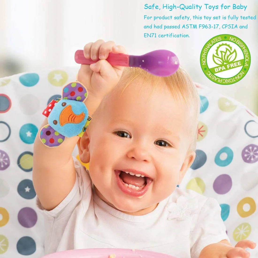 8 Pcs Cotton Baby Wrist Rattle Foot Finder Socks Set R862