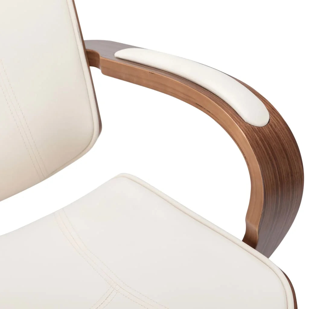 Cream Faux Leather Bentwood Swivel Office Chair N7234