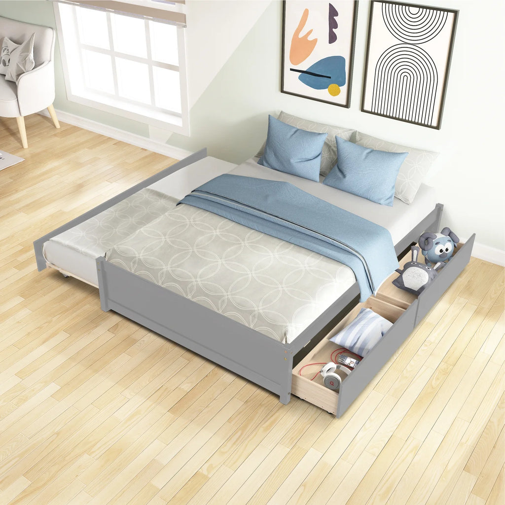 Full Bed with Twin Size Trundle and Two Drawers X876