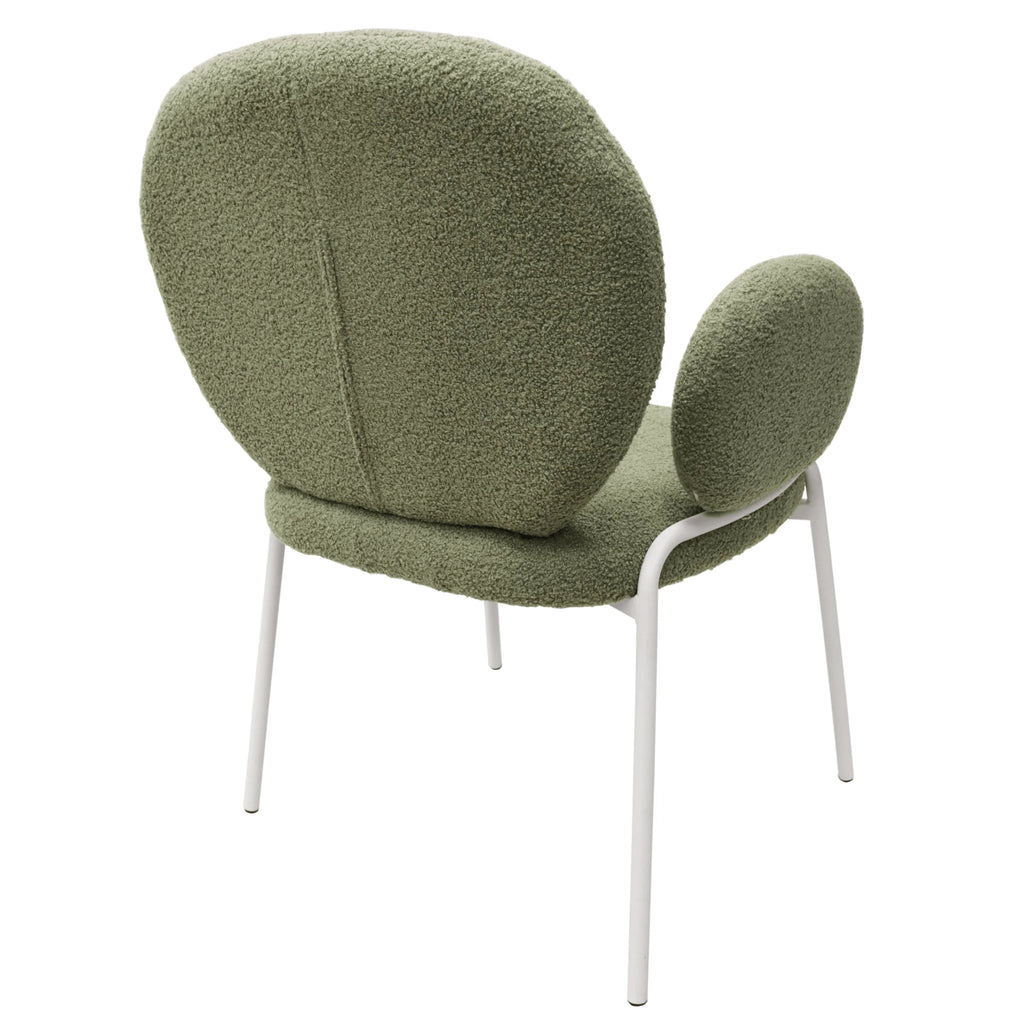 Green Boucle Dining Chair with Arms Y459011