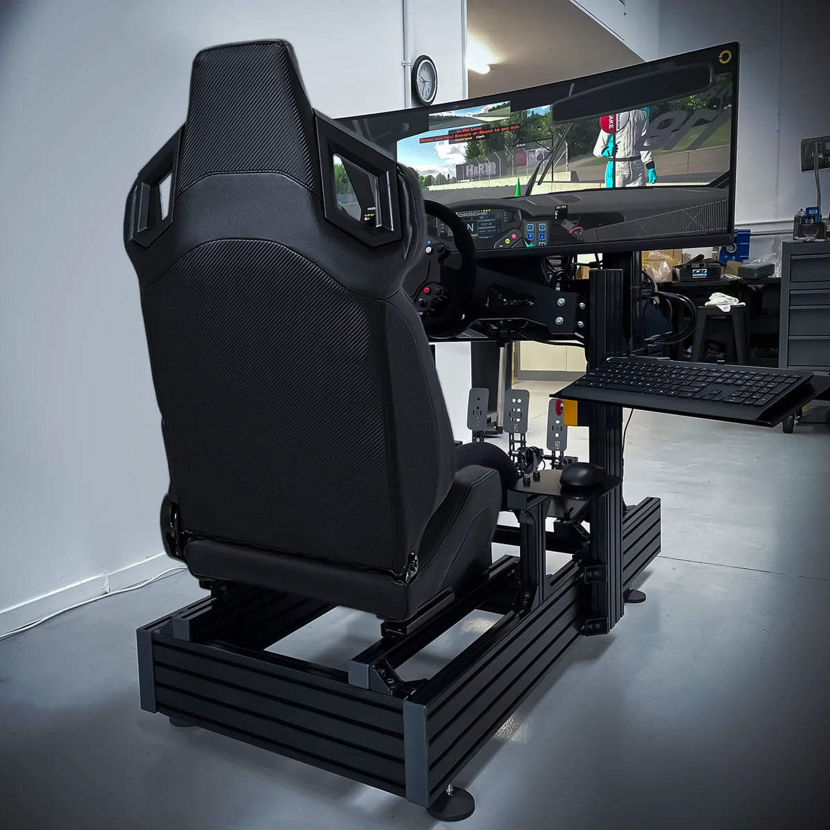 Black Ergonomic Racing Seat with Adjustable Slide E823041