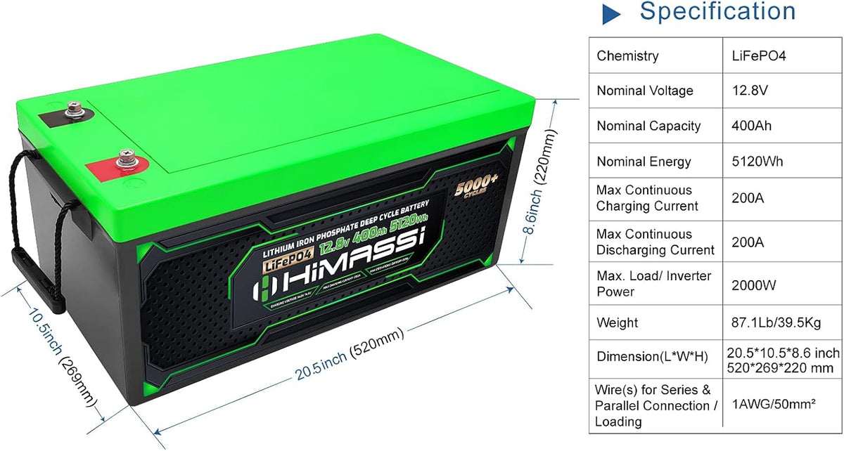 12V 400Ah Lithium Battery with 250A BMS M259318