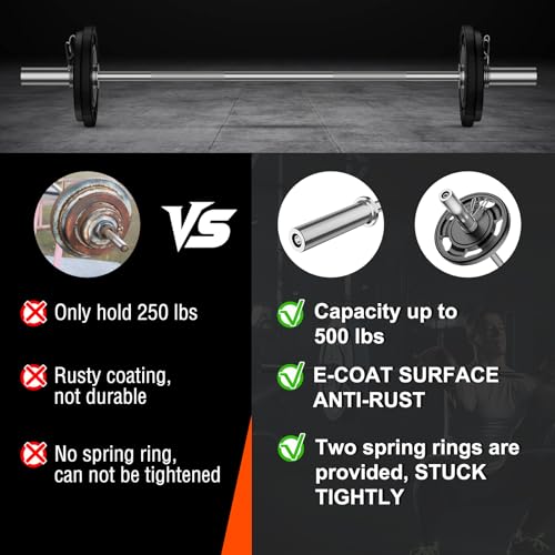 57" Olympic Barbell Bar, 2" Standard Straight Barbell Bars with 2 Spring Collars P210
